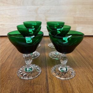 Set of Green Glass Goblets